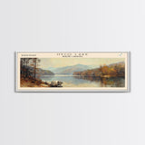 Hyco Lake North Carolina Framed Canvas Print, Lake House Art, Panoramic Wall Art, Travel Poster, Scenic Lake Painting, Home Decor