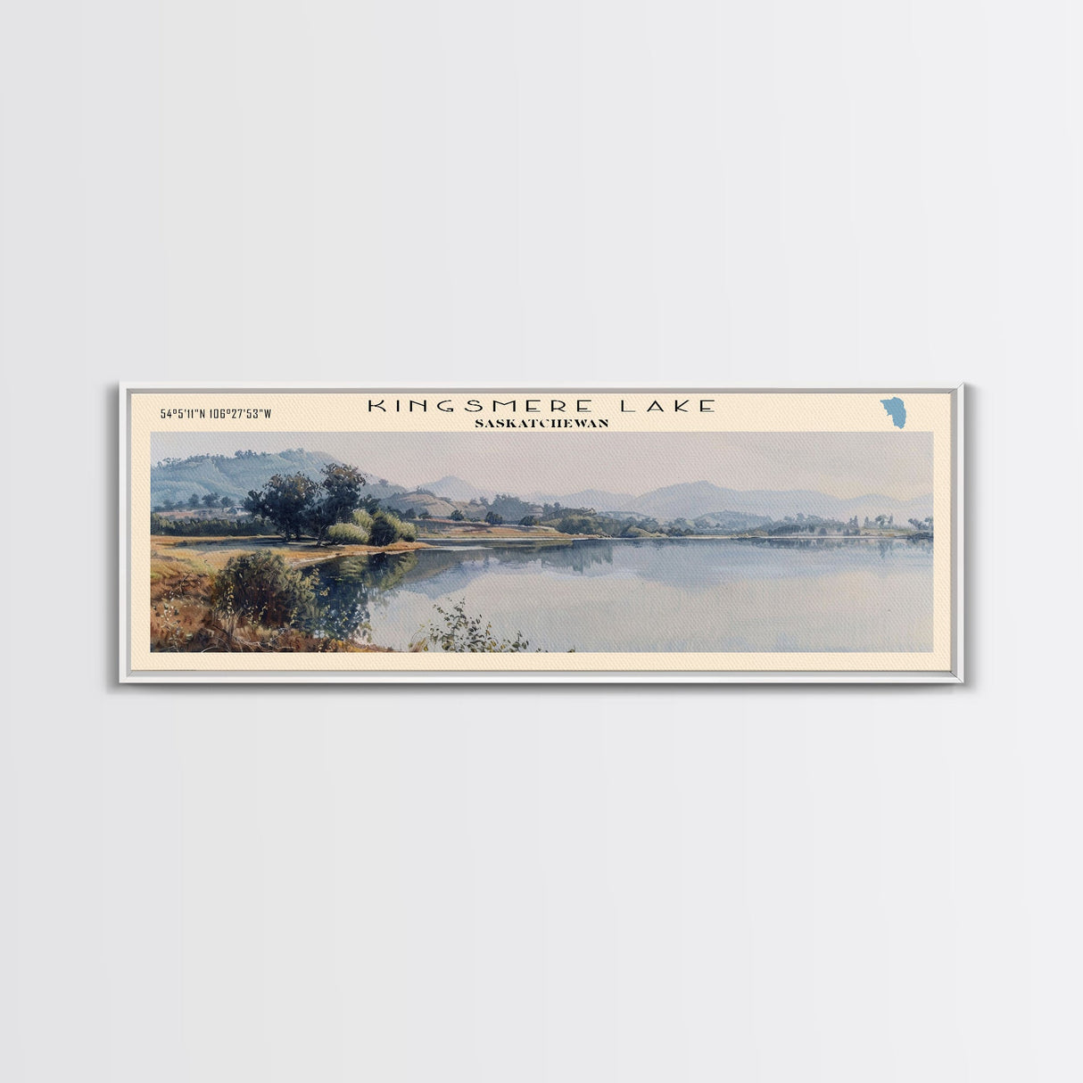 Kingsmere Lake Framed Canvas Print, Lake House Art, Panoramic Wall Art, Travel Poster, Beautiful Lake Painting, Home Decor