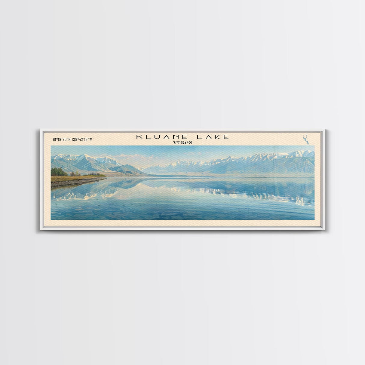 Kluane Keystone LaLoche Kingsmere Framed Canvas Print, Lake House Art, Panoramic Travel Poster, Wall Art, Stunning Lake Painting, Home Decor