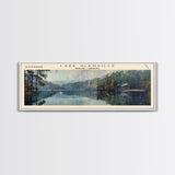 Lake Glenville North Carolina Framed Canvas Print, Lake House Decor, Panoramic Wall Art, Travel Poster, Scenic Lake Painting, Nature Art