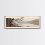 Lake Hudson Oklahoma Framed Canvas Print, Lake House Decor, Panoramic Wall Art, Travel Poster, Serene Lake Painting, Nature Art