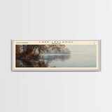 Lake Leelanau Michigan Framed Canvas Print, Lake House Decor, Panoramic Wall Art, Travel Poster, Serene Waterscape Painting, Rustic Art