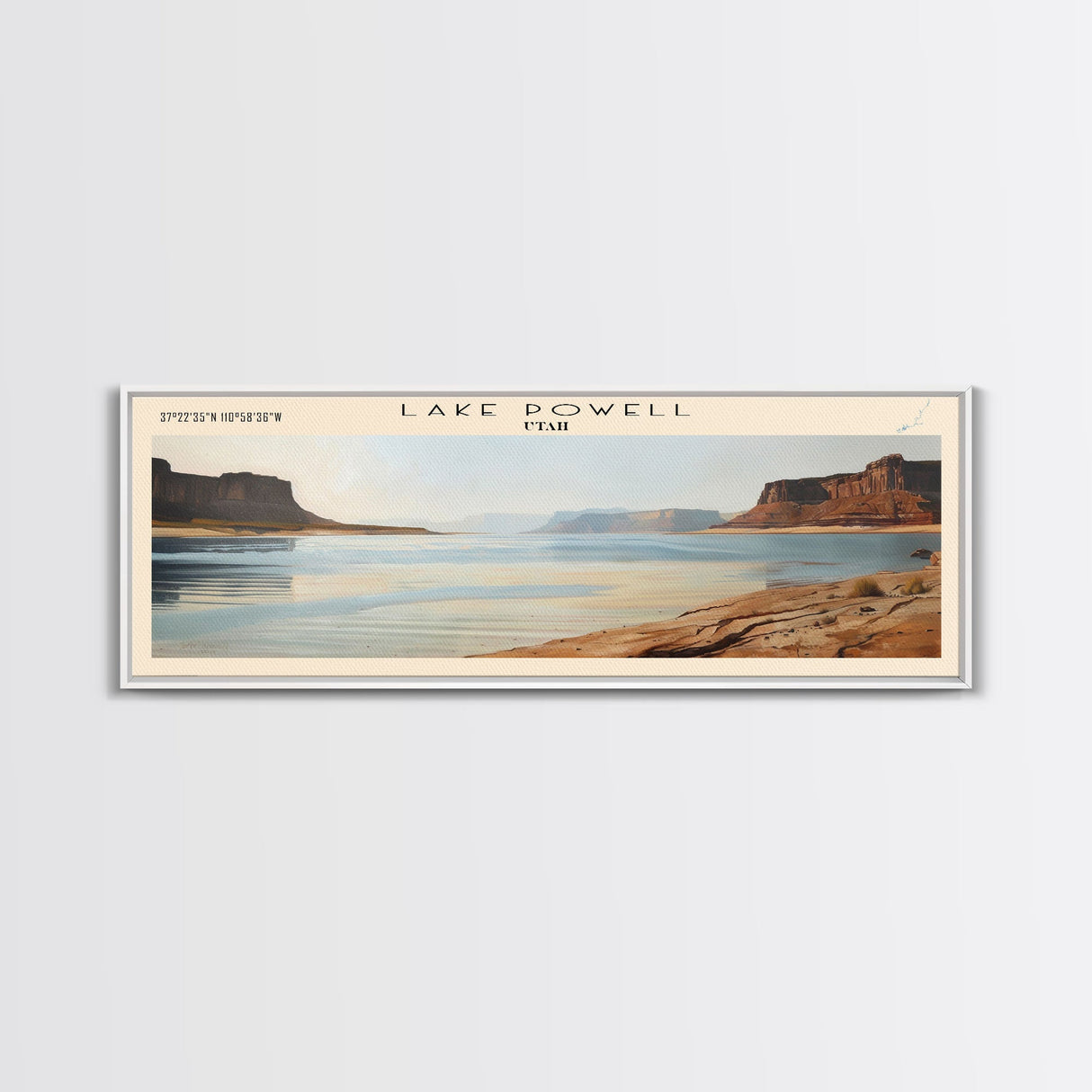 Lake Powell Utah Framed Canvas Print, Lake House Decor, Panoramic Wall Art, Travel Poster, Serene Landscape Painting, Modern Art