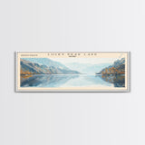 Lucky Peak Lake Idaho Framed Canvas Print, Lake House Decor, Panoramic Wall Art, Travel Poster, Landscape Painting, Modern Art