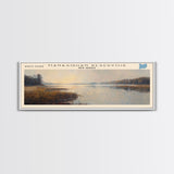 Manasquan Reservoir New Jersey Framed Canvas Print, Lake House Decor, Panoramic Wall Art, Travel Poster, Beautiful Landscape Painting, Modern Art