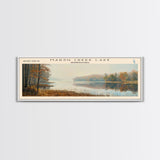 Marsh Creek Lake Pennsylvania Framed Canvas Print, Lake House Decor, Panoramic Wall Art, Travel Poster, Landscape Painting, Modern Art