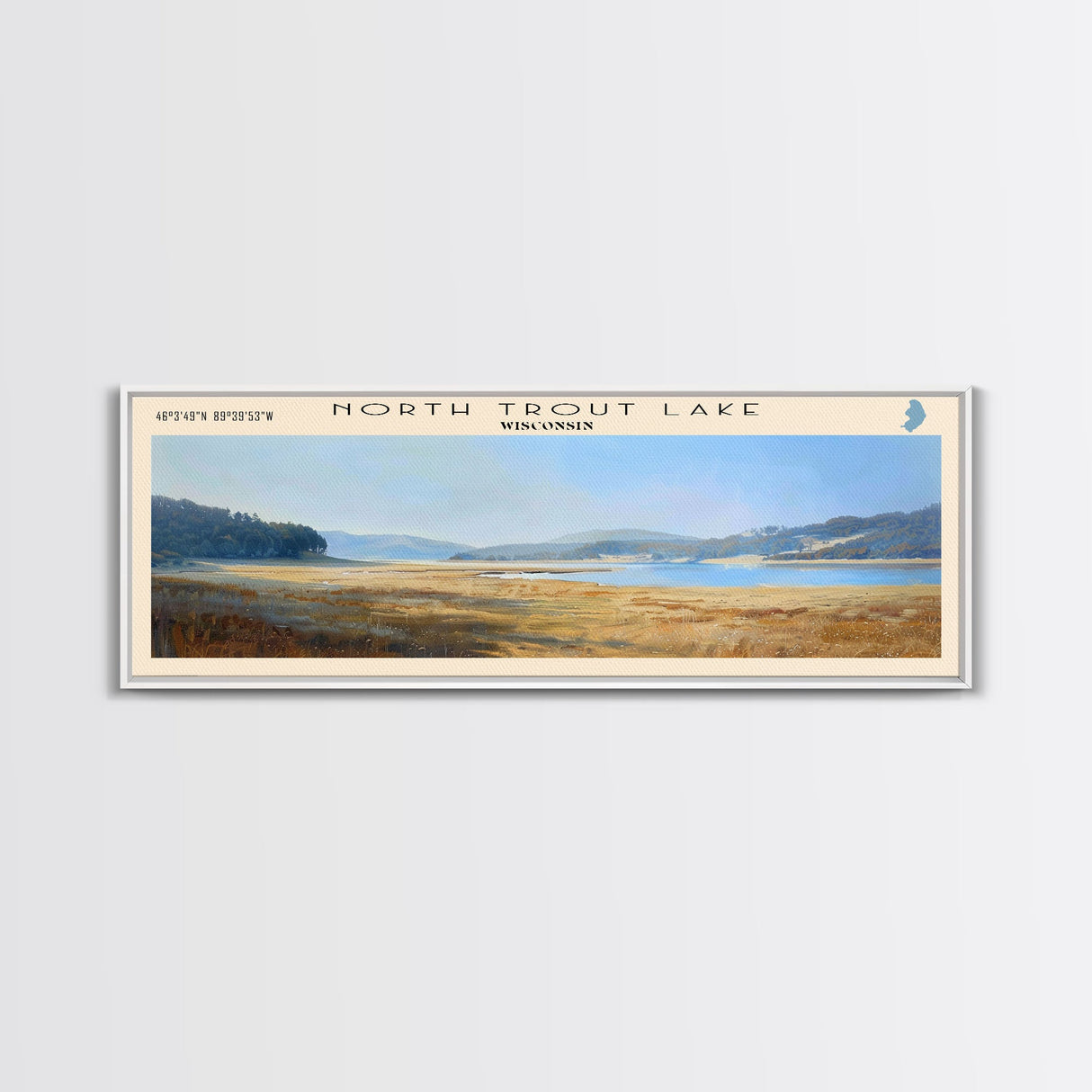 North Trout Lake Utah Framed Canvas Print, Lake House Decor, Panoramic Wall Art, Travel Poster, Landscape Painting, Bedroom Decor