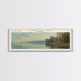 Owasco Lake New York Framed Canvas Print, Lake House Decor, Panoramic Wall Art, Travel Poster, Beautiful Landscape Painting, Modern Art