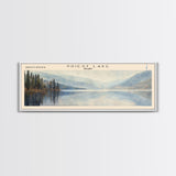 Priest Lake Idaho Framed Canvas Print, Lake House Decor, Panoramic Wall Art, Travel Poster, Beautiful Landscape Painting, Living Room Decor