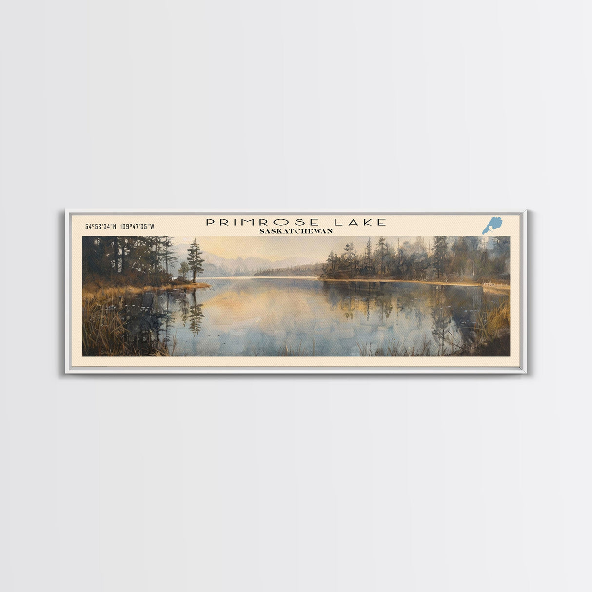 Richard B. Russell Lake Georgia Framed Canvas Print, Lake House Decor, Wall Art, Panoramic Travel Poster, Scenic Landscape Painting, Bedroom Decor