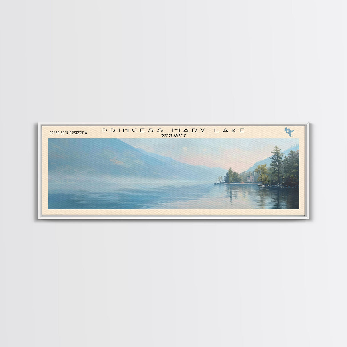 Robert S. Kerr Reservoir Framed Canvas Print, Lake House Decor, Panoramic Wall Art, Travel Poster, Beautiful Landscape Painting, Living Room Decor