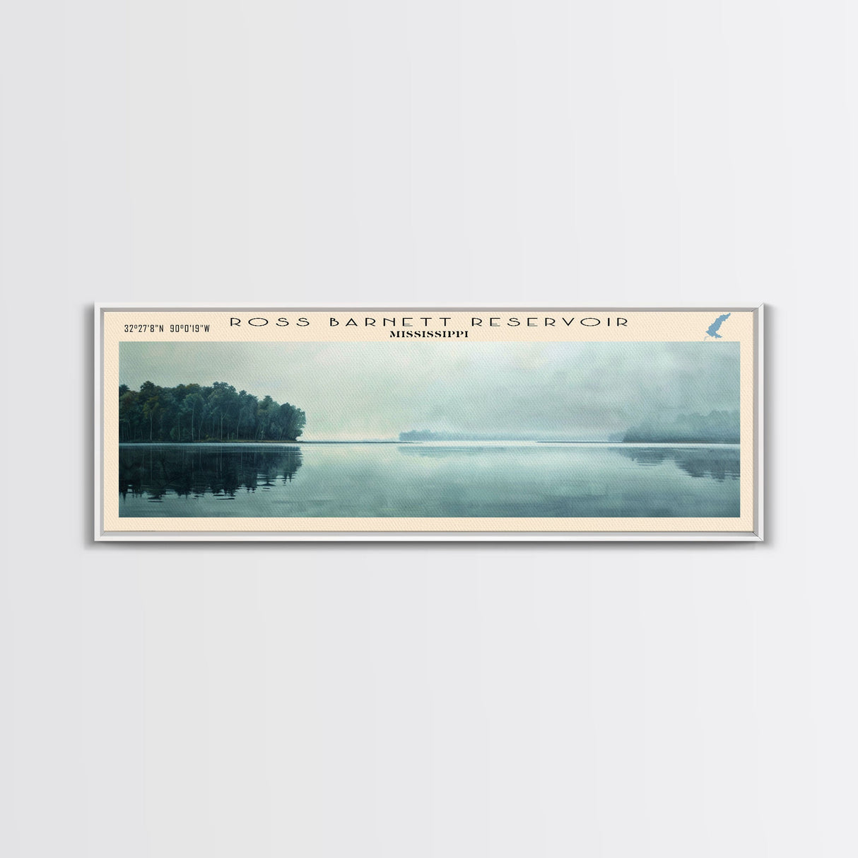 Sevier Lake Utah Panoramic Framed Canvas Print, Lake House Decor, Wall Art, Travel Poster, Tranquil Landscape, Modern Art