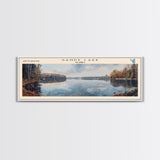 Silver Lake Delaware Panoramic Framed Canvas Print, Lake House Decor, Wall Art, Travel Poster, Serene Lake Painting, Modern Art