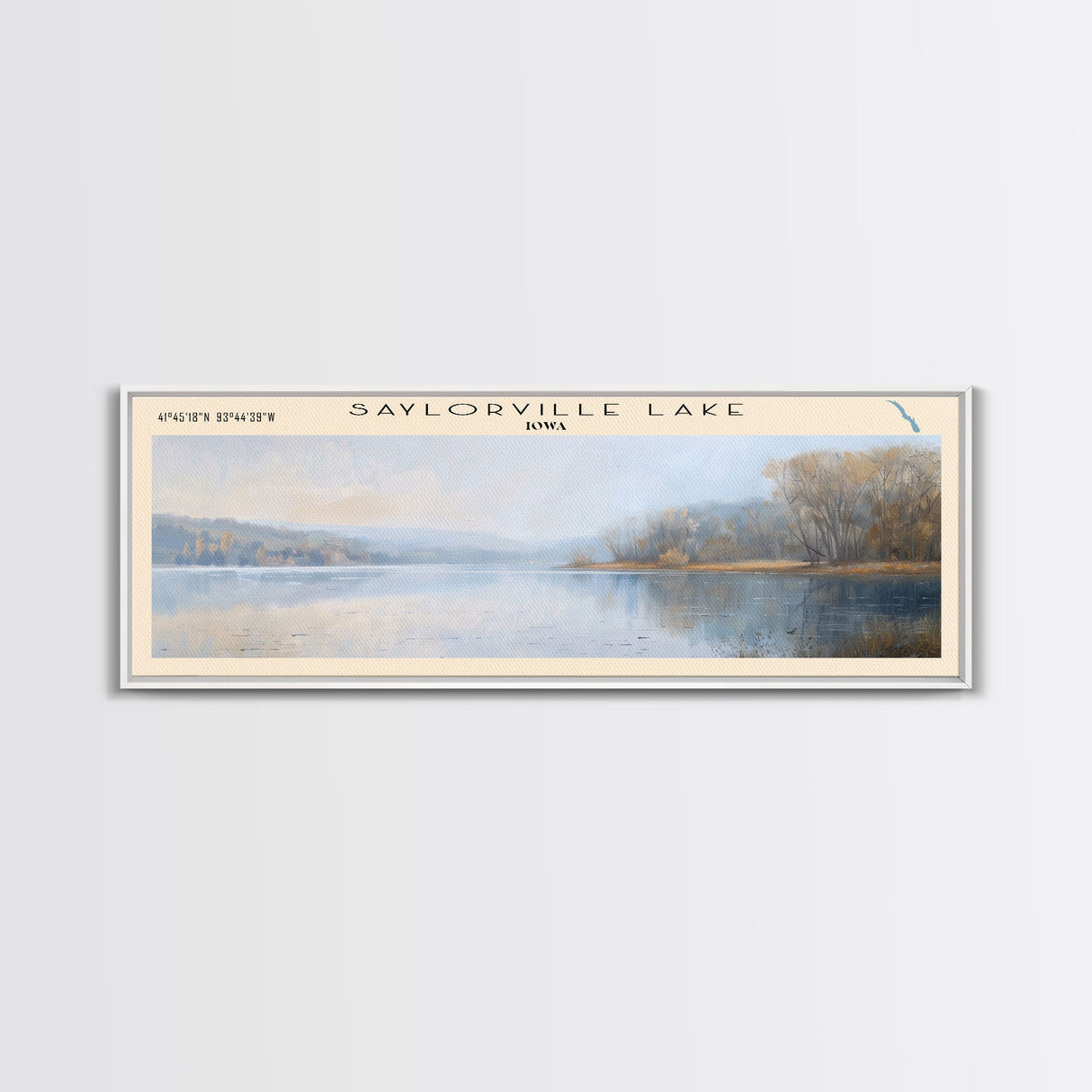 Sleepy Creek Lake West Virginia Panoramic Framed Canvas Print, Lake House Decor, Wall Art, Travel Poster, Serene Lake Painting, Living Room Decor