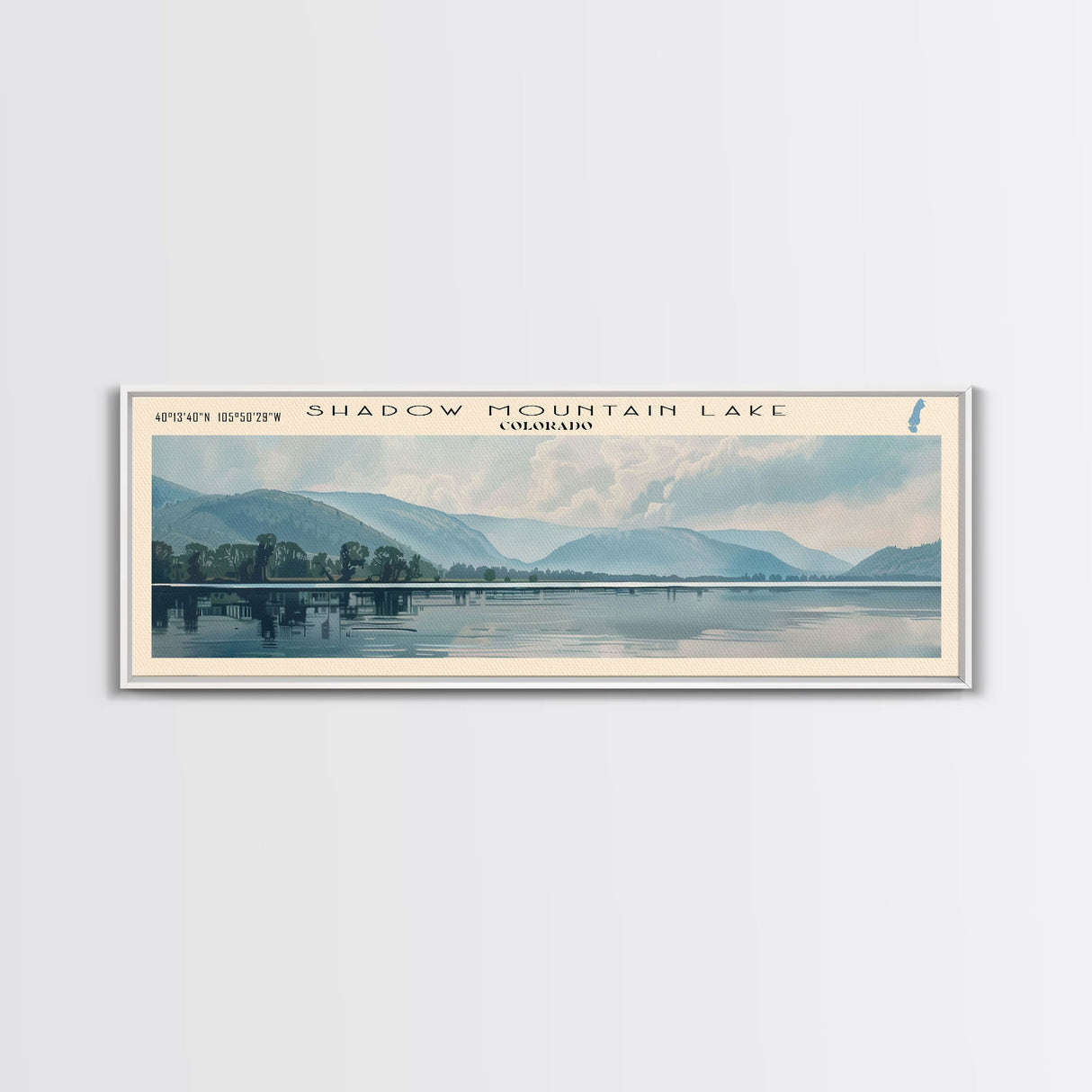 South Holston Lake Virginia Panoramic Framed Canvas Print, Lake House Decor, Wall Art, Travel Poster, Beautiful Lake Scene, Bedroom Decor