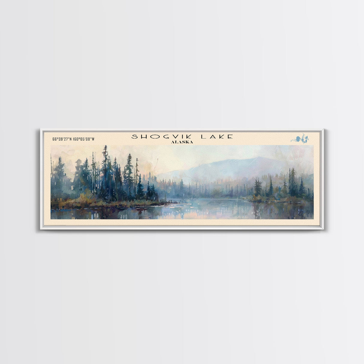 Spofford Lake New Hampshire Panoramic Framed Canvas Print, Lake House Decor, Wall Art, Travel Poster, Beautiful Lake Scene, Bedroom Decor