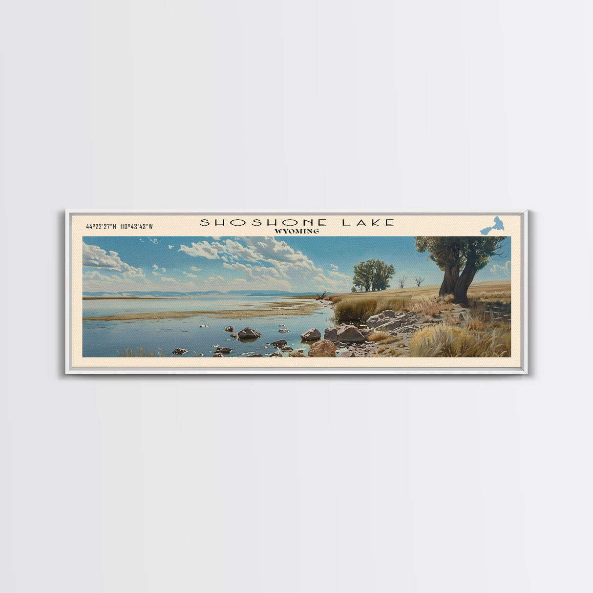 Spooner Lake Nevada Panoramic Framed Canvas Print, Lake House Decor, Wall Art, Travel Poster, Serene Lake Painting, Modern Art