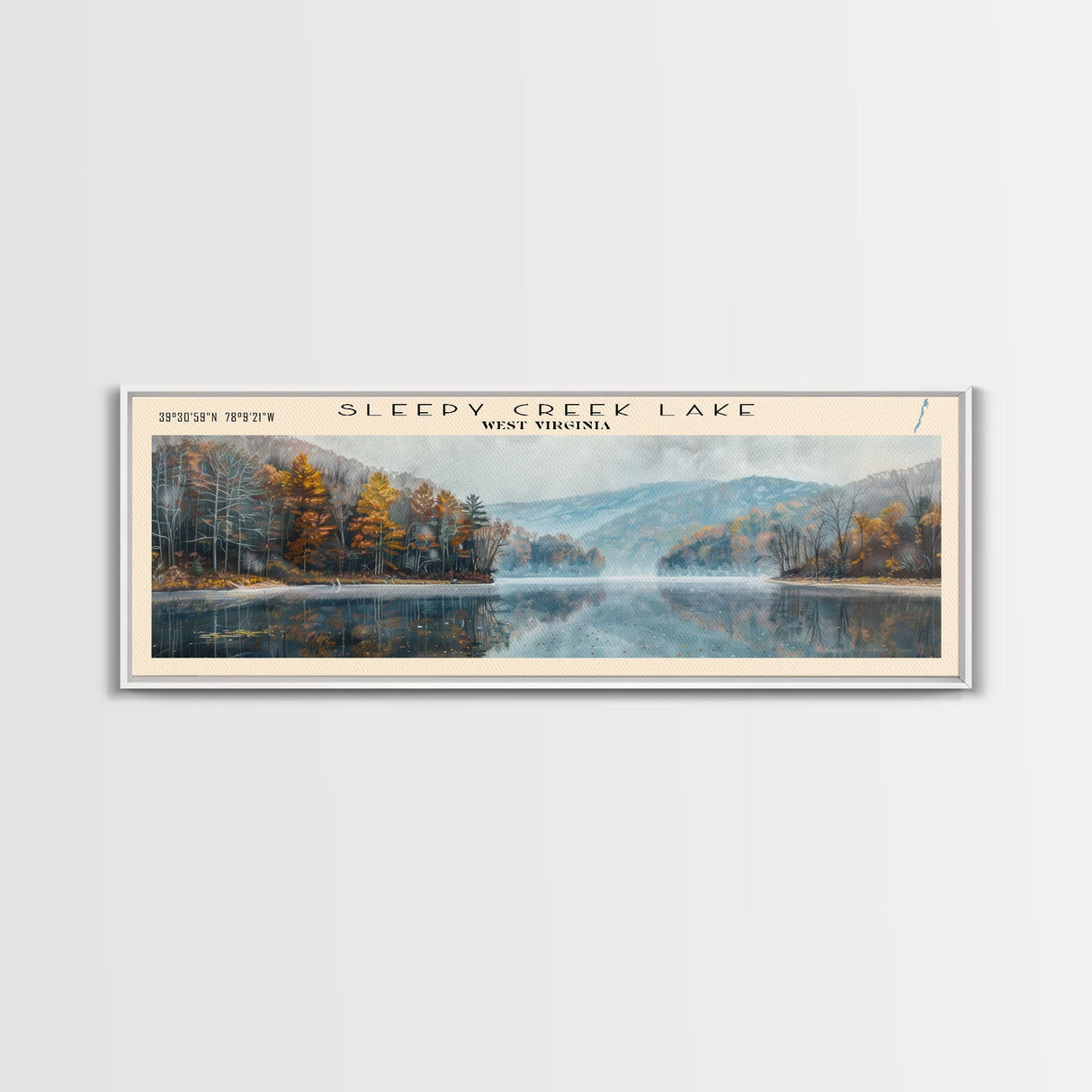 Storm Lake Iowa Panoramic Framed Canvas Print, Lake House Decor, Wall Art, Travel Poster, Beautiful Lake Scene, Modern Art