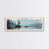 Smallwood Michikamau Lake Panoramic Framed Canvas Print, Lake House Decor, Wall Art, Travel Poster, Scenic Landscape, Bedroom Decor