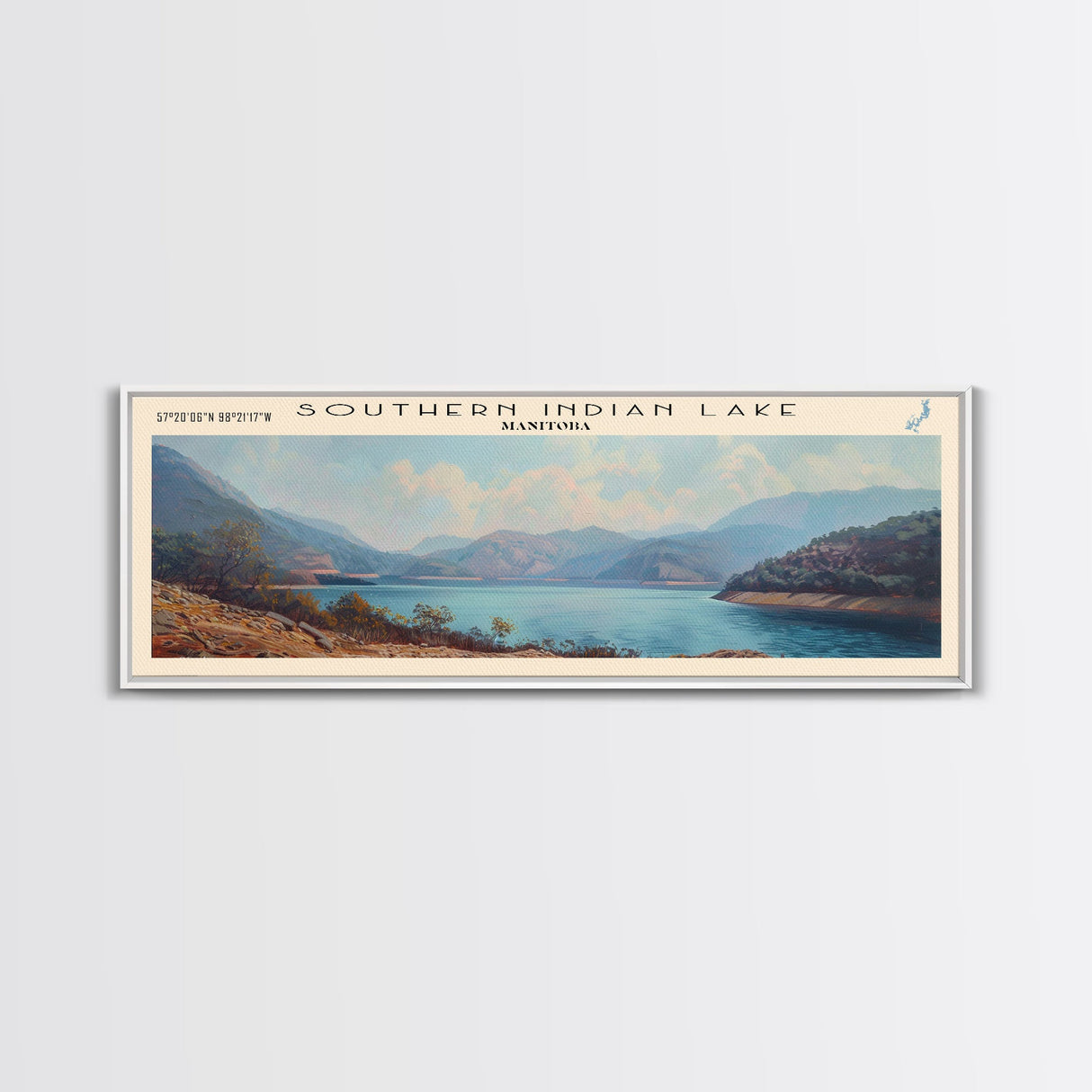 Summit Lake West Virginia Panoramic Wall Art, Framed Canvas Print, Lake House Decor, Travel Poster, Tranquil Landscape, Bedroom Decor