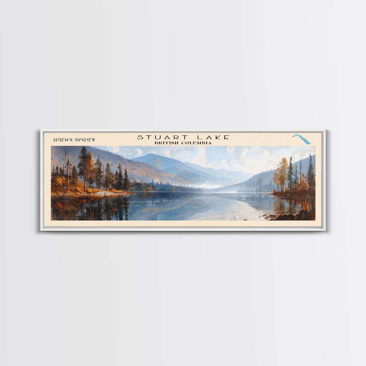 Tazlina Lake Panoramic Wall Art, Framed Canvas Print, Lake House Decor, Travel Poster, Serene Landscape, Living Room Decor, Nature Painting