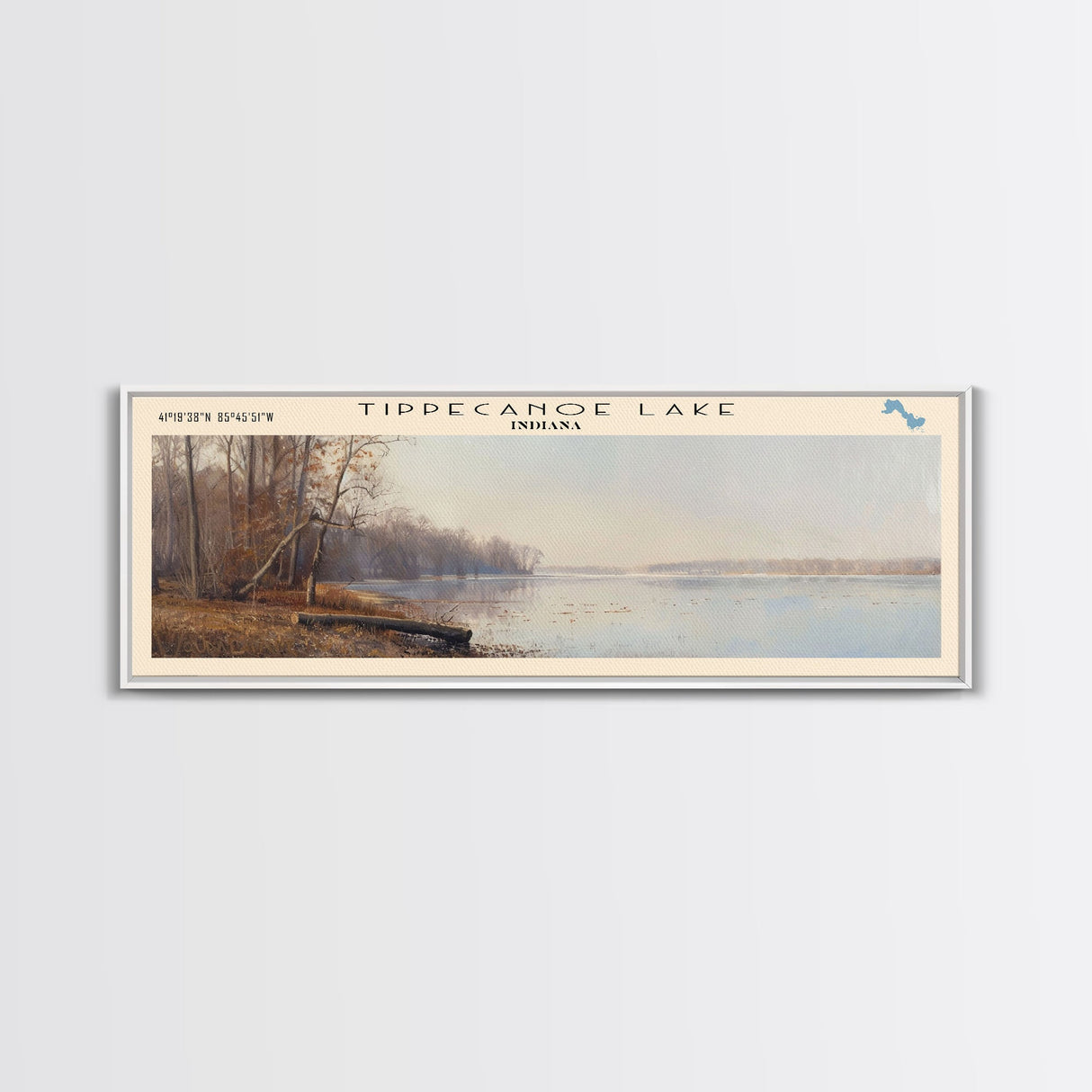 Turkey Creek Lake Ohio Panoramic Wall Art, Framed Canvas Print, Lake House Decor, Travel Poster, Serene Landscape, Living Room Art