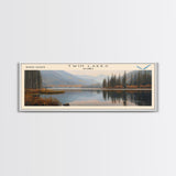 Twin Lakes Panoramic Wall Art, Framed Canvas Print, Lake House Decor, Travel Poster, Scenic Lake Scene, Living Room Art