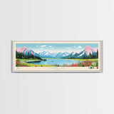 Amanka Lake Alaska Framed Canvas Print, Panoramic Wall Art, Midcentury Modern, Pop Art, Travel Poster, Living Room Art