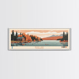 Bear Lake Utah Idaho Framed Canvas Print, Panoramic Travel Poster, Midcentury Modern Wall Art, Pop Art, Nature Living Room Art, Lake House Decor