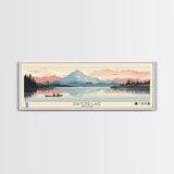 Diamond Lake Oregon Framed Canvas Print, Midcentury Modern Panoramic Wall Art, Bedroom Decor, Pop Art, Travel Poster Art, Scenic Nature Painting