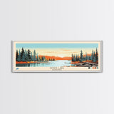 Gods Lake Manitoba Framed Canvas Print, Panoramic Art, Midcentury Modern, Pop Art, Bedroom Decor, Travel Poster, Nature Art, Lake House Art