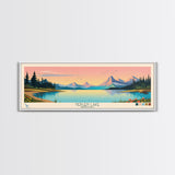 Hebgen Lake Montana Framed Canvas Print, Panoramic Wall Art, Midcentury Modern, Pop Art, Living Room Decor, Travel Poster, Nature Art, Lake House Art