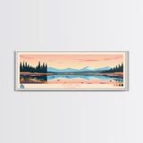 Inland Lake Alaska Framed Canvas Print, Panoramic Wall Art, Midcentury Modern, Pop Art, Bedroom Art, Travel Poster, Home Decor