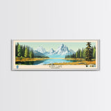 Jenny Lake Wyoming Framed Canvas Print, Panoramic Wall Art, Midcentury Modern, Pop Art, Living Room Decor, Travel Poster, Bedroom Art