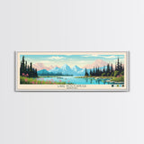 Lake Koocanusa Montana Framed Canvas Print, Panoramic Wall Art, Midcentury Modern, Pop Art, Living Room Decor, Travel Poster, Bedroom Art