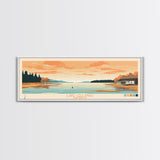 Lake Leelanau Michigan Framed Canvas Print, Panoramic Wall Art, Midcentury Modern, Pop Art, Living Room Decor, Travel Poster, Bedroom Art