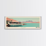 Lake Mead Arizona Nevada Framed Canvas Print, Panoramic Wall Art, Midcentury Modern, Pop Art, Living Room Decor, Travel Poster