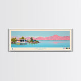 Lake Mohave Arizona Framed Canvas Print, Panoramic Wall Art, Midcentury Modern, Pop Art, Bedroom Art, Travel Poster, Lake House Decor