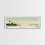 Lake St. Clair Michigan Framed Canvas Print, Panoramic Wall Art, Midcentury Modern, Pop Art, Bedroom Art, Travel Poster, Lake House Decor