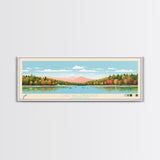 Lake Wallenpaupack, Pennsylvania Panoramic Wall Art Framed Canvas Print, Midcentury Modern, Pop Art, Home Decor, Travel Poster, Living Room Art