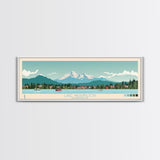 Lake Washington, Washington Panoramic Wall Art Framed Canvas Print, Midcentury Modern, Pop Art, Home Decor, Travel Poster, Bedroom Art