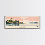 Lake Wylie, South Carolina Panoramic Wall Art Framed Canvas Print, Midcentury Modern, Pop Art, Home Decor, Travel Poster, Living Room Art