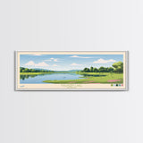 Malvern Lake, Kansas Panoramic Wall Art Framed Canvas Print, Midcentury Modern, Pop Art, Home Decor, Travel Poster, Living Room Art