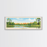 McDaniel Lake, Missouri Panoramic Wall Art Framed Canvas Print, Midcentury Modern, Pop Art, Home Decor, Travel Poster, Living Room Art