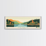 Mount Storm Lake, West Virginia Framed Canvas Print, Panoramic Wall Art, Midcentury Modern, Pop Art, Home Decor, Travel Poster, Living Room Art