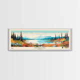 Naknek Lake, Alaska Framed Canvas Print, Panoramic Wall Art, Midcentury Modern, Pop Art, Home Decor, Travel Poster, Living Room Art