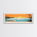 Okamanpeedan Lake (Tuttle Lake), Iowa Framed Canvas Print, Panoramic Wall Art, Midcentury Modern, Pop Art, Home Decor, Travel Poster, Bedroom Art