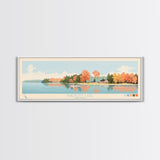 Philpott Lake, Virginia Framed Canvas Print, Panoramic Wall Art, Midcentury Modern, Pop Art, Home Decor, Travel Poster, Living Room Art