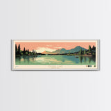 Quake Lake, Montana Framed Canvas Print, Home Decor, Midcentury Modern, Panoramic Wall Art, Pop Art, Travel Poster