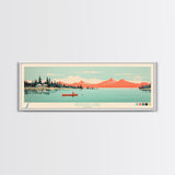 Redfish Lake, Idaho Framed Canvas Print, Panoramic Wall Art, Midcentury Modern Decor, Living Room Art, Pop Art, Travel Poster